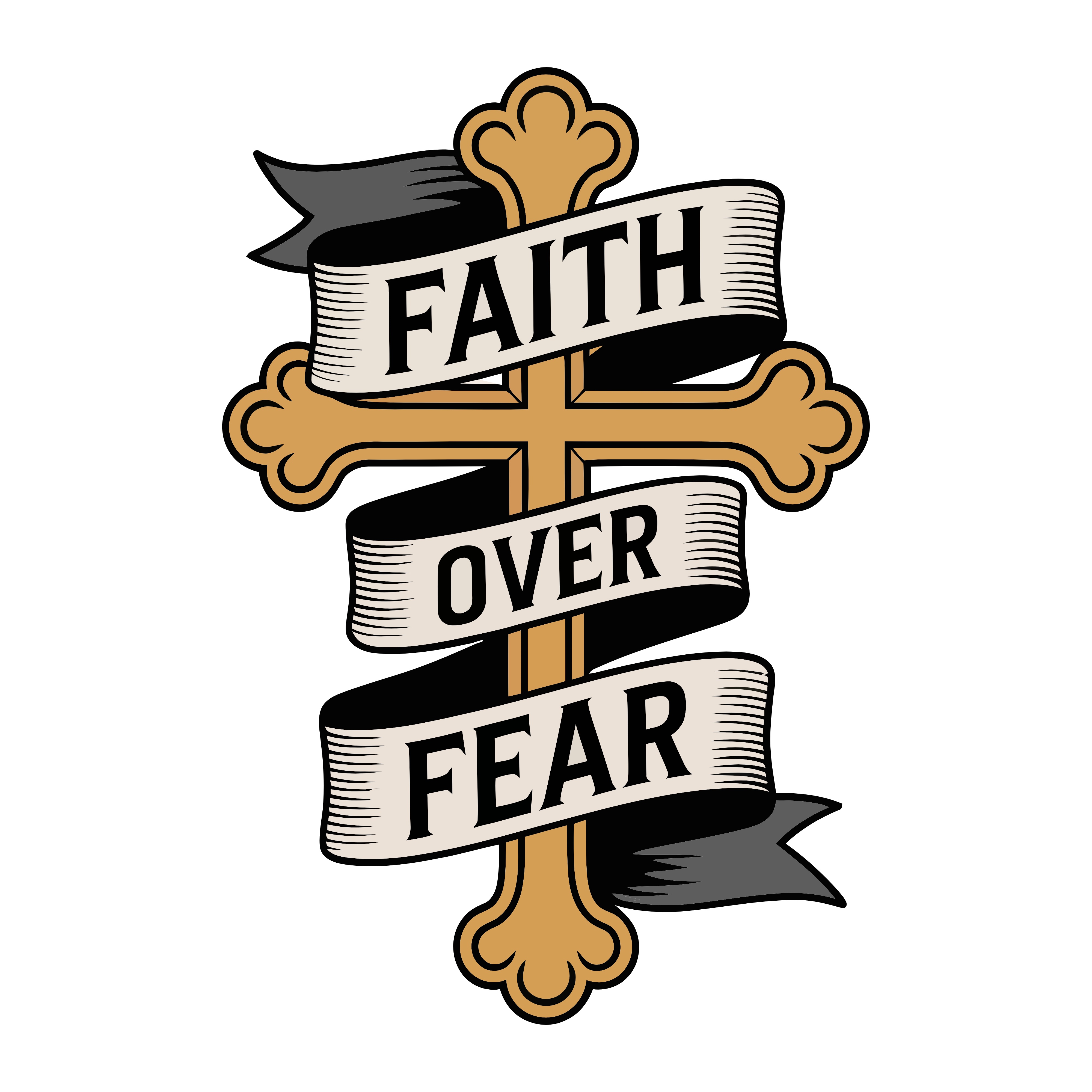 Faith Over Fear cross design